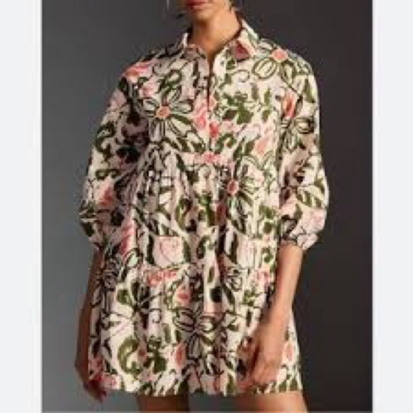 Anthropologie Dresses & Skirts - Maeve by Anthropologie Bentina Floral Shirt Mini Dress Size S